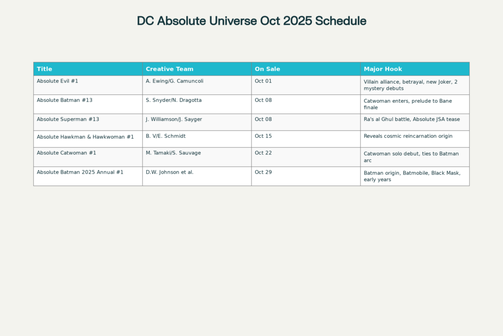 DC Absolute Universe October 2025 Milestone Releases